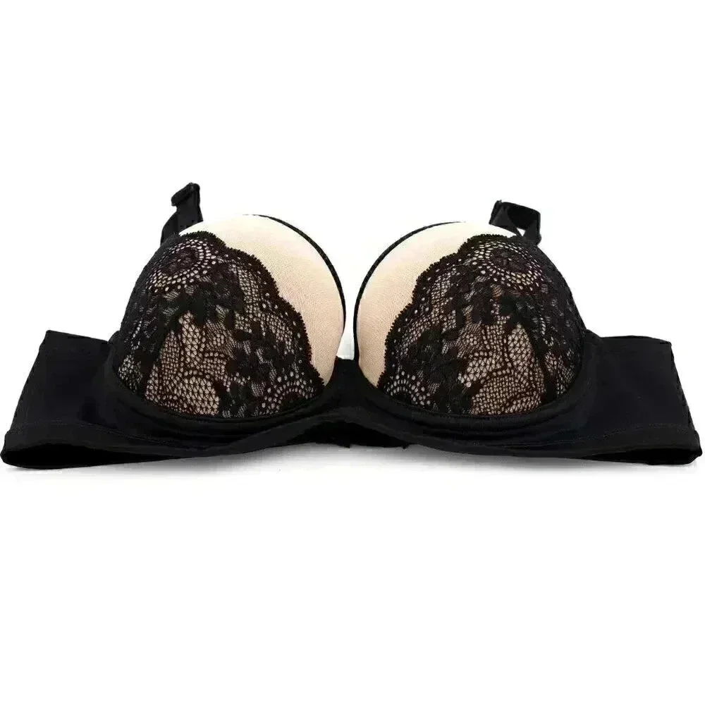 Black Lace Demi Bra Size 36C Floral Lace Summer T Shirt Bra Sexy Lingerie Nude‎
